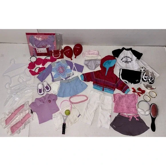 American Girl Doll Clothing and Accessories Set - Red, Pink, Purple, Blue, White - Picture 1 of 8